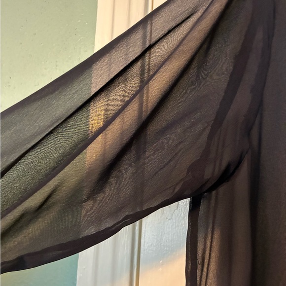 Sheer Black Button-Front Women's Shirt Jacket by Nine West - Picture 2 of 4